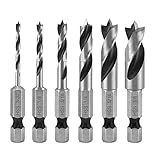 SeonFook 6PCS Stubby Drill Bit Set 1/4-Inch Quick Change Hex Shank 4241 High Speed Steel Woodworking Tool Bits for Drill Set Used in Tight Spaces