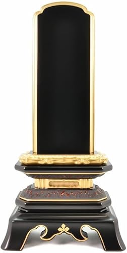 福和屋 国産位牌 文字彫り代込み 塗り位牌 【会津塗】純金面粉 葵角切 4.0寸【一名分名入れ代金込み】