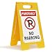 SmartSign Folding Floor Sign, Legend "Free Standing - Positively No Parking" with Graphic, 25" high x 12" wide, Black/Red on White