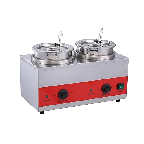 Electric Nacho Cheese Sauce Dispenser with Ladle and Insert Pot 3.5qt Capacity On/Off Switch (Square(Twin Cheese Warmer))