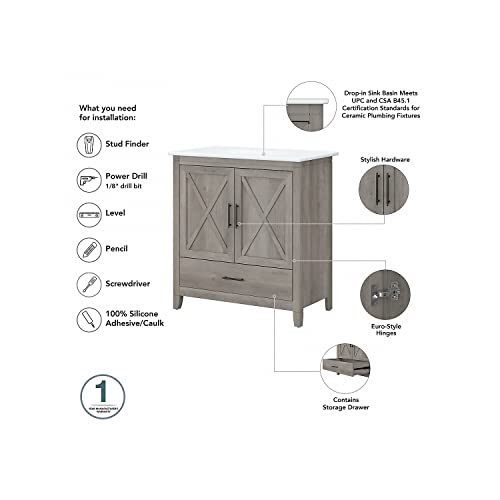 image for Bush Furniture Key West Bathroom Double Vanity Set with Sinks, Medicin