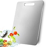 Titanium Cutting Board for Kitchen - 100% Pure Titanium Cutting Boards, Food Grade 304 Stainless Steel Cutting Board Set for Fruit, Meat & Vegetable (13.3 * 9Inch)