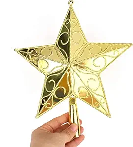 APSAMBR-1 pcs 3D Glitter Star Christmas Tree Topper Decoration Hanging Christmas Treetop Star Ornament for Christmas Celebration(8inch) Color-Sliver