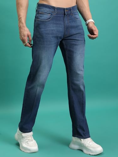 Image of Highlander Men's Straight Fit Jeans | Mid Rise | Stretchable | Sleek & Contemporary | Designed for Comfort & Ease of Movement| Jeans for Man