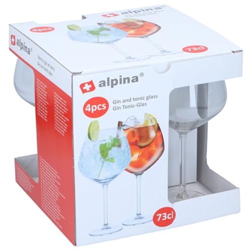 alpina Bicchieri da gin grandi, 730 ml, set di 4 bicchieri da gin tonic, in stile Copa, per cocktail e cocktail G&T, regalo per feste, casa, bar, pub, ristoranti, bicchieri da stelo - immagine 6
