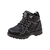 Avalanche Kids Work Boots Lace Up Mid Height Waterproof - Hiking Trekking Walking Climbing Comfort Boot - Black Grey (size 11 Little Kid)
