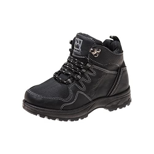 Avalanche Kids Work Boots Lace Up Mid Height Waterproof - Hiking Trekking Walking Climbing Comfort Boot - Black Grey (size 11 Little Kid)