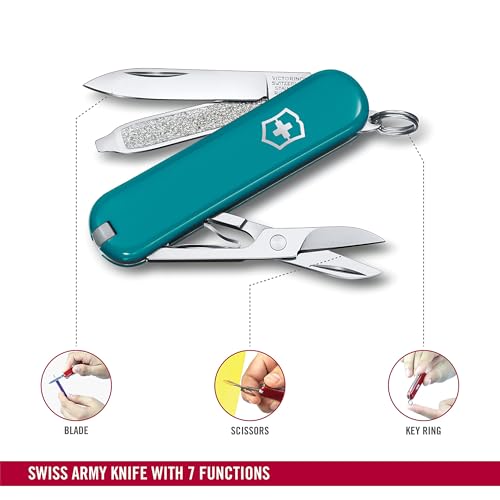 Image of Victorinox Swiss Army Knife - FRESH. STYLISH. COLORFUL SWISS CLASSICS - 7 Function, Multitool with a Pair of Scissors - Mountain Lake, 58 mm