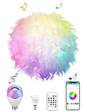 Star Vision Feather Lamp with Smart Light Bulb, Bluetooth Speaker & APP Control, Dimmable RGB LED Light, 15.7inches, White