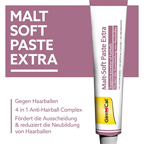 GimCat Malt-Soft Paste Extra - Anti-Hairball Katzensnack fördert Ausscheidung von Haarballen - 1 Tube (1 x 100 g)