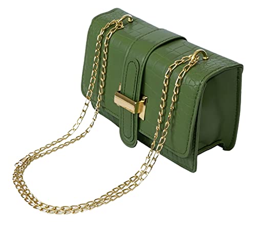 Petit sac à main pour femme pour emporter l'essentiel avec chaîne verte