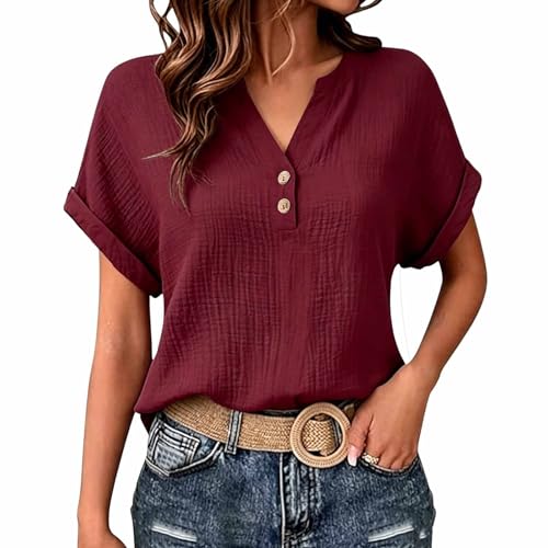 T-shirts d'été pour femmes hauts boutonnés élégants pour terrasses et sorties