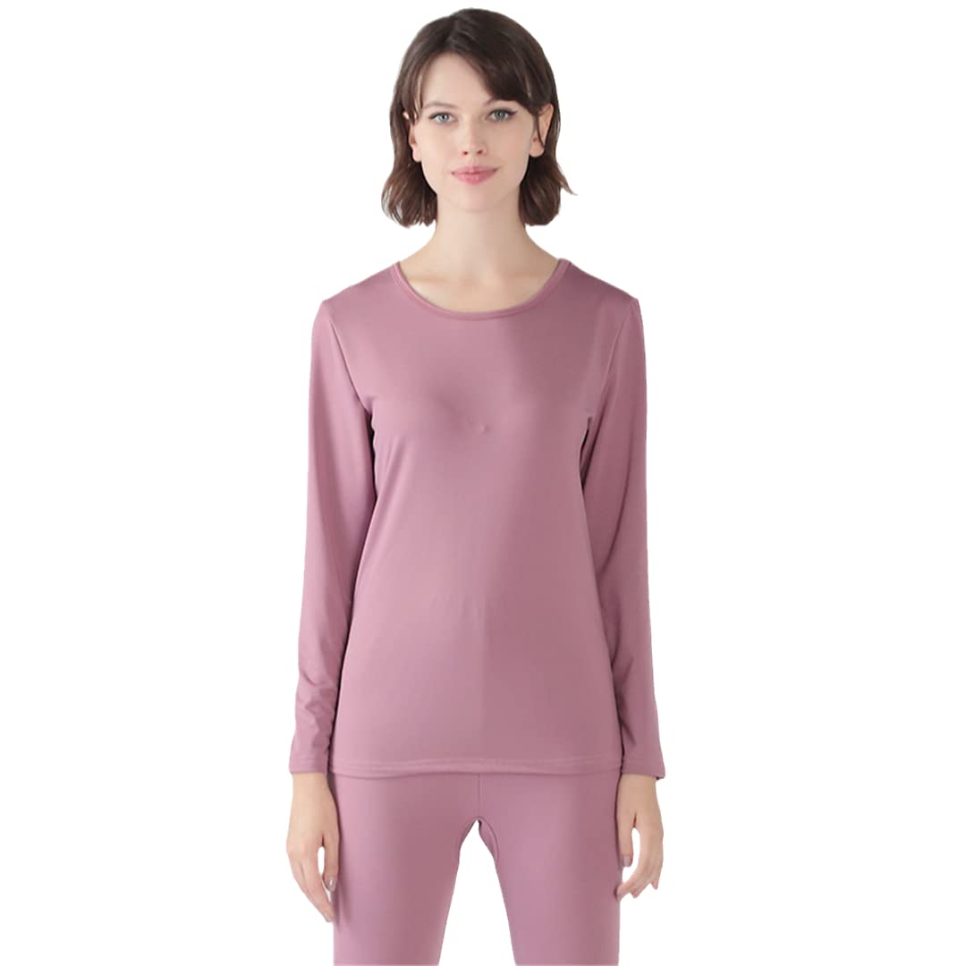 Disimlarl Damen Herbst und Winter Gepolsterte Unterwäsche Große Größe Lose Thermounterwäsche Set, korallenrot, 6X-Large