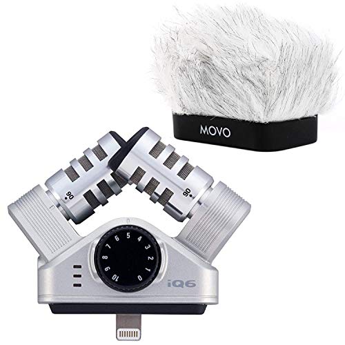 Zoom iQ6 X/Y Stereo Microphone Microphone for iOS with Movo Microphone Windscreen
