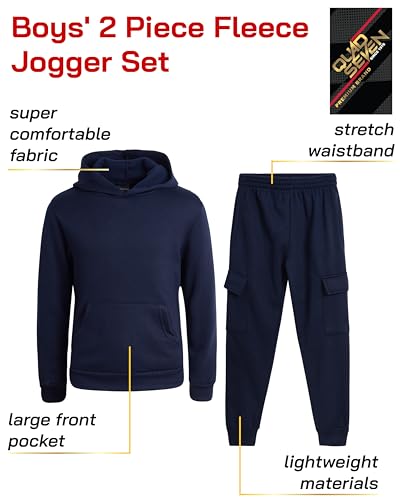 Image of Quad Seven Boys Sweat Suit Set - 2 Piece Soft Fleece Pullover Hoodies and Athletic Cargo Jogger Sweatpants for Boys (5-18)
