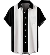 Men's Casual Short Sleeve Button Down Vintage 1950s Bowling Shirts