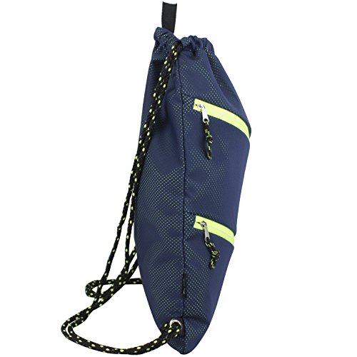 Fuel Dual Zip Sporty Cinch Sling with Durable Chord Straps, Navy Mesh/Neon Yellow Underlay3