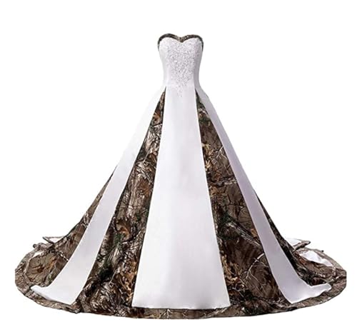 FWVR Women's Appliques Camo Wedding Dresses for Bride Plus Size Long Camouflage Bridal Gowns White18