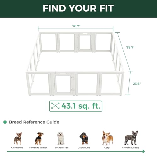 Image of FXW AuraSpace Acrylic Indoor Dog Playpen for Puppies and Small Dogs, 24 Inch, 16 Panels, White