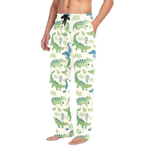Men's Pajama Pants Green Blue Crocodile Pajamas Bottoms Pj Pants Soft Cotton Lounge Pant Sleepwear Bottom for Men4
