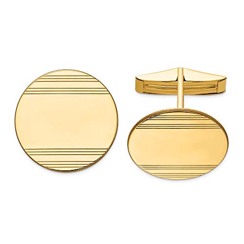 Mancuernillas circulares con diseño en línea en oro amarillo 14K para hombre
