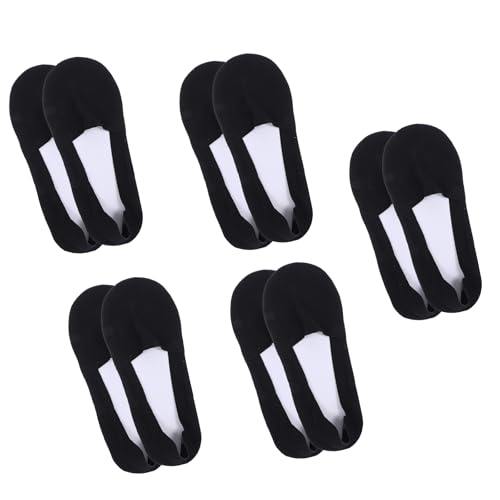 Giantree 5 Pairs No Show Socks, Flat Socks for Women, Black No Show Socks Nylon Socks Silk Sock Liners, Low Cut Liners Non Slip Dress Socks for Invisible, Loafers, Sneaker, Flats, Boat Socks(Style A)