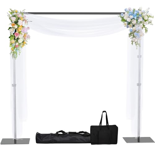 Image of HAYOHRT 8x10ft Pipe and Drape Backdrop Upgrade Adjustable Photo Background Backdrop Stand Kit Heavy Duty with Metal Base for Party Wedding Video Studio Birthday Background Banquet Decorations