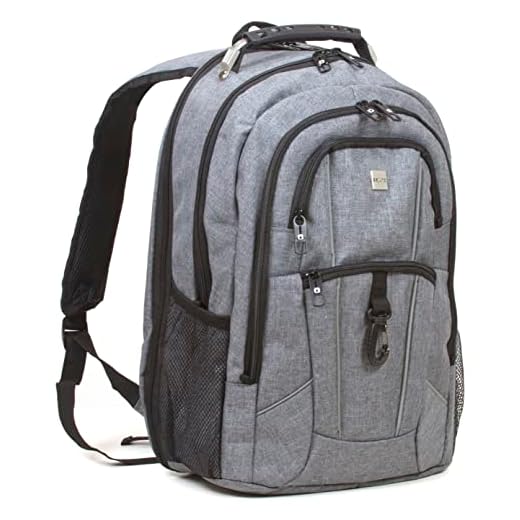 Dejuno Commuter Backpack Checkpoint-Friendly Laptop Pocket, Heather Grey, 15.6-Inch