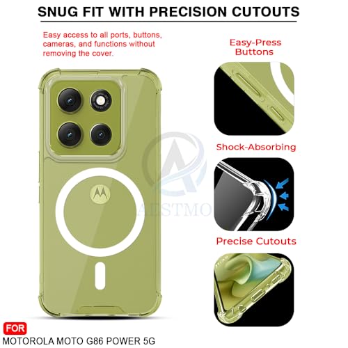 Image of AESTMO Clear Back Cover for Moto G86 Power 5G | 360 Protection | Transparent Back Cover for Moto G86 Power 5G (PC + TPU, Compatible with MagSafe Accessories, Transparent Bumper)