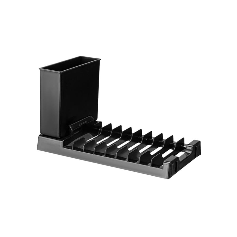 Jobaojiang Plastic Foldable Dish Drying Rack 2 IN 1 Space-Saving Utensils Drainer Racks Large Capacity Dish Drainer Bowl And Chopstick(Black)