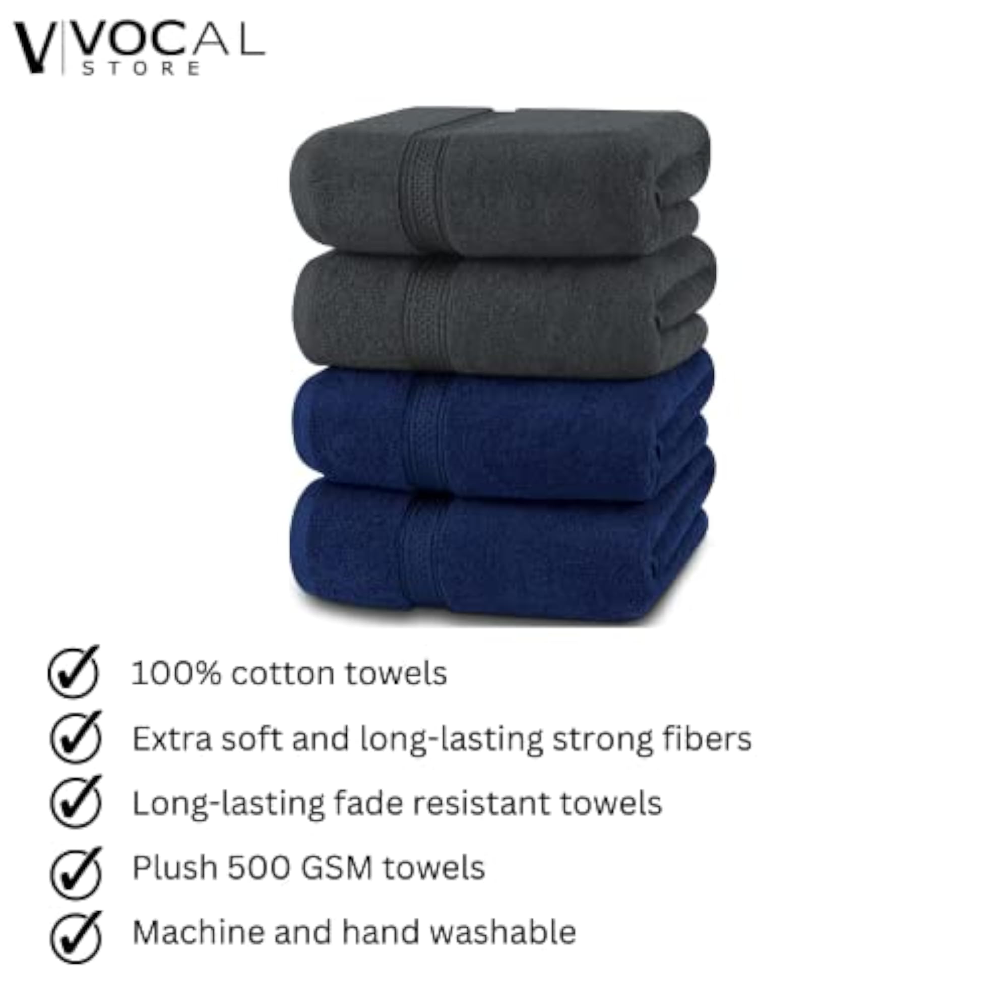 Ultra Soft 4 Piece Bath Towel Set, 100% Cotton