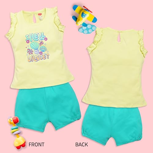 Image of LuvLap Baby Girls 100% Cotton Sleeveless Girls Top & Shorts Sets Pack of 3
