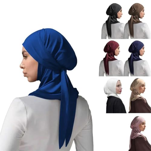Niiyyjj Women Muslim Jersey Hijab Scarf Tie Back Headscarf Lace Up Turban Islam Head Wrap Niqab Bandanas2