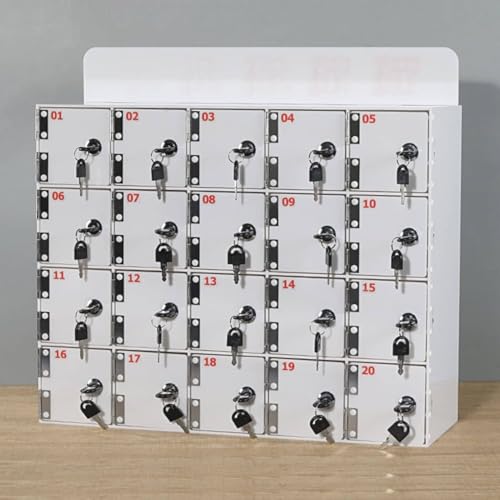 GTANND Armario de Almacenamiento para teléfono Blanco,Armario de acrílico para Guardar teléfonos móviles con cerraduras y Llaves,Armario montado en la Pared, para aulas,oficinas y fábricas,60Slots