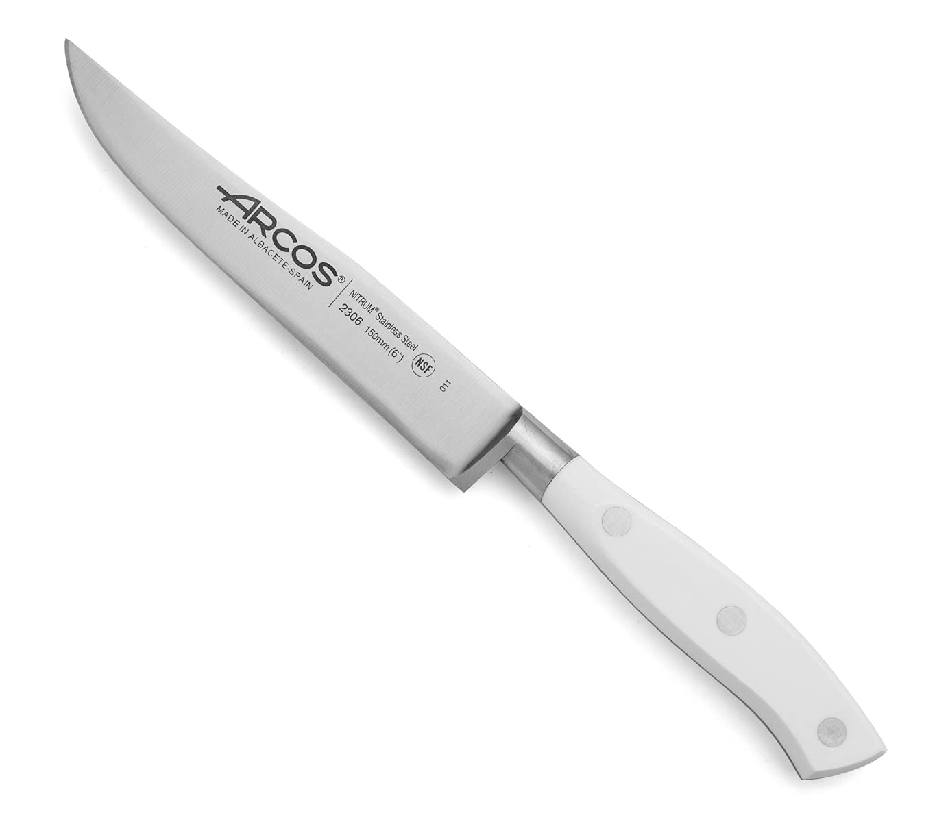 Arcos Cuchillo Cocina Forjado en Acero Inoxidable y Hoja de 200mm. Cuchillo Chef Profesional para Cortar Pescado, Carne y Cebolla. Mango Ergonómico Polioximetileno. Serie Riviera. Color Negro. — view 6