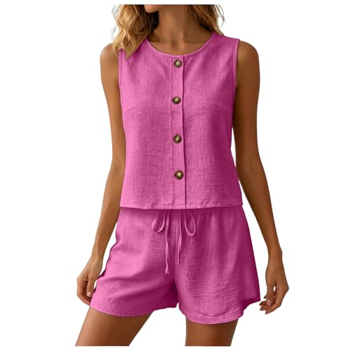 Conjunto de verano 2 piezas para mujer con camiseta cuello V y pantalones cortos de pierna ancha
