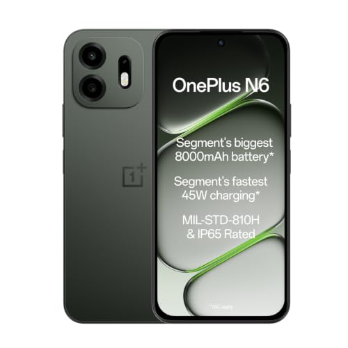 OnePlus N6 | 6GB+128GB | Midnight Green | Segment's Biggest 8000mAh Battery | Segment's Fastest 45W Charging | 60-Month Smoothness | Smooth 120Hz Disp