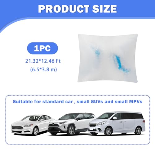 Plastic Car Cover with Elastic Cord,21.32x12.46 Ft Car Covers for Automobiles to Isolate from Dust/Rain,Clear Vehicle Accessories Disposable Cars Covers Fit Cars & Small SUVs - Thumbnail 2