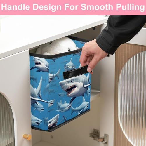 Boîte de rangement avec impression requin panier tissu étagère