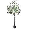 Vevor artificial eucalyptus tree 6 ft faux plant secure pe material anti tip tilt protection low maintenance plant lifelike green fake potted tree for home office christmas decor indoor outdoor  urban country home decor