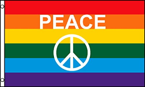 Rainbow Peace Sign Flag 3x5ft Poly