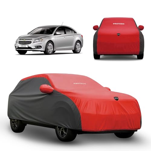 Image of PROTEGO Prime Series India's 1st Anti-Tear Car Cover for Chevrolet Cruze | Heavy-Duty, Custom Fit, All Weather Protection | 100% Waterproof, Windproof & Hail Resistant | 2-Year Warranty | Red + Black