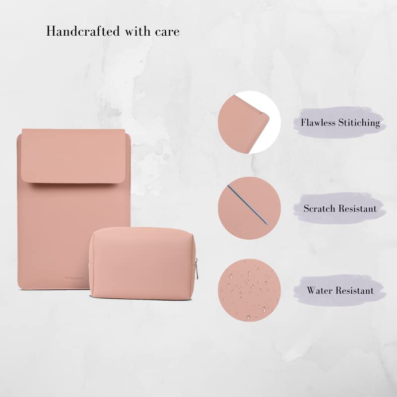 Image of Enthopia MacBook Sleeve and Pouch Compatible with 2022-2018 MacBook Air 13 A2337 M1 A2179 A1932 / MacBook Pro 13 A2338 M1 A2251 A2289 A2159 A1989 / 14 inch A2442 - Nude