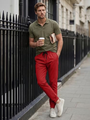 Image of JMIERR Mens Cotton Stretch Joggers Casual Twill Athletic Track Pants