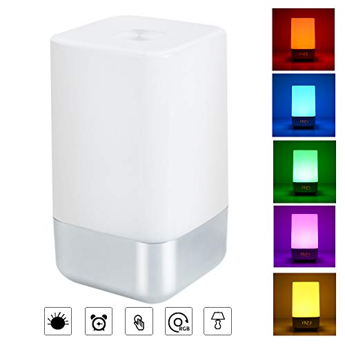 funwill Wake Up Light,Sunrise Alarm Clock with 7 Changing Colors USB Powered Touch Control Sunlight Simulation Night Light for Sleeping Reading Bedside