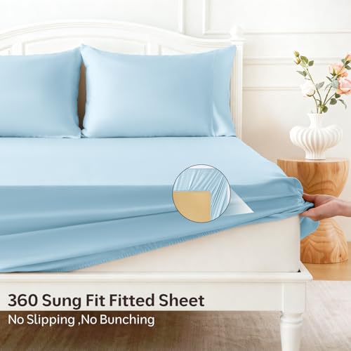 ChicView Satin Sheets Set, 4 Piece Queen Size Silk Like Bed Sheet Sets