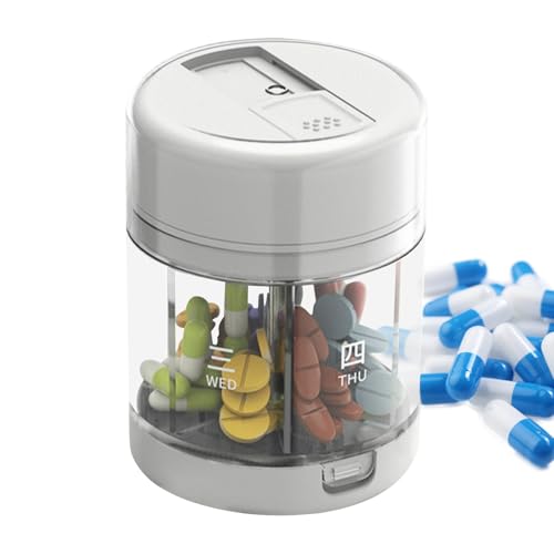 Estuche Portátil Para Pastillas - Organizador Diario de Pastillas | Recipiente de 7 Compartimentos con Cortador para Suplementos y Vitaminas, Almacenamiento de Medicación para Bolso, Camping, Familia