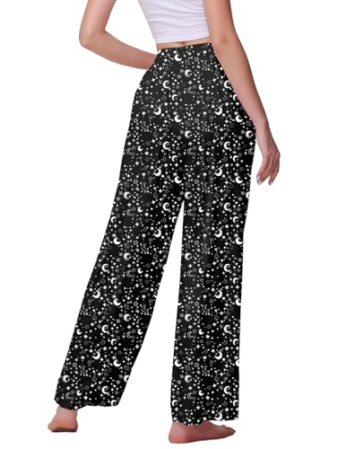 Image of Veseacky Women's Wide Leg Lounge Pants Yoga Pajamas Comfy Stretch Drawstring Pajamas Puls Size Dance Bottoms S-4XL