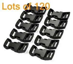 Cosmos 120 PCS 5/8 Inch Economy Contoured Side Release Plastic Buckles with Cosmos Fastening Strap
