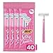 BIC Silky Touch Women's Twin Blade Disposable Razor, 10 Count - Pack of 4 (40 Razors)